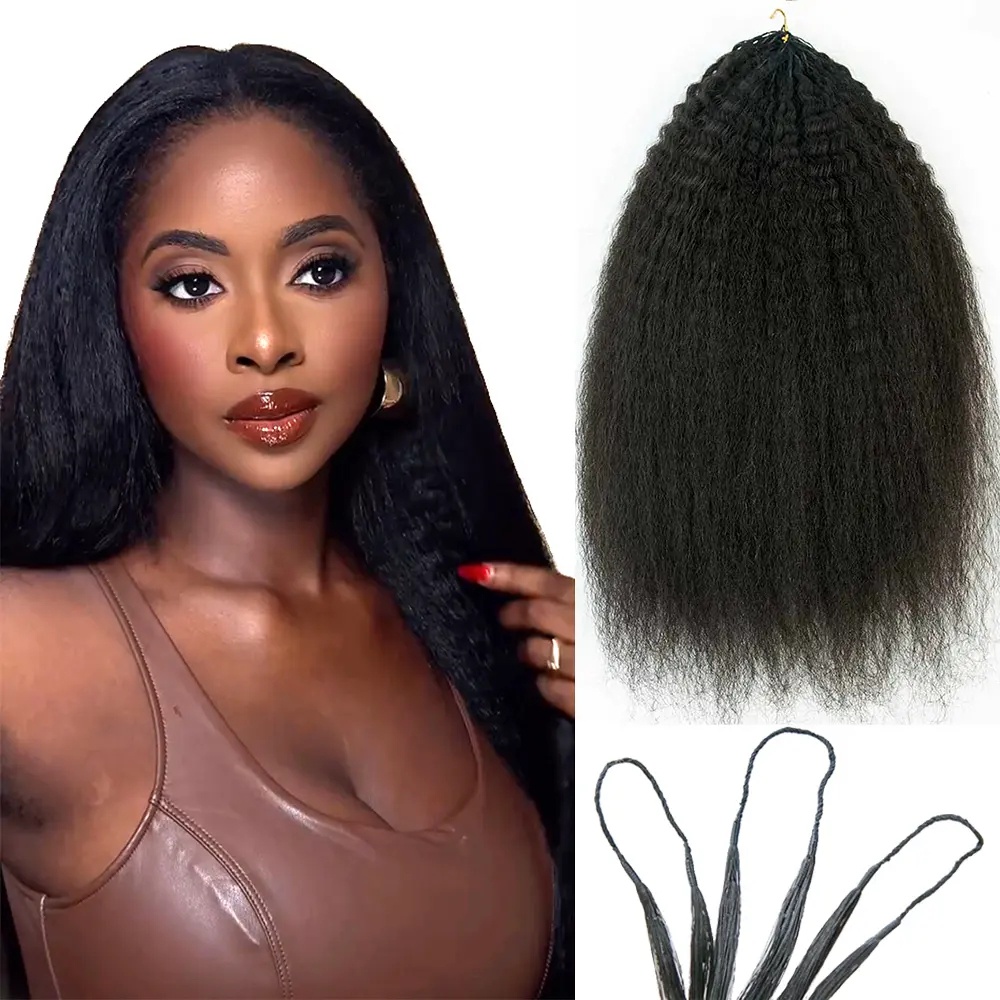 Human Hair Wigs - ผมแท้ถักโครเชต์แบบไม่มีปม ลอนหยิกตรง น้ำหนักเบา แยกช่อและมีห่วงสำเร็จรูป ใช้ซ้ำได้ มองไม่เห็น