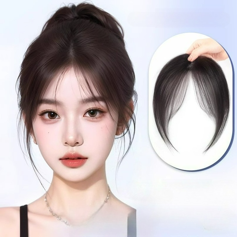 Seamless Clip In Hair Extensions Human Hair - แฮร์พีซหน้าม้าแบบหนีบเส้นผมแท้ น้ำหนักเบาพิเศษ ติดง่าย มองไม่เห็นรอยต่อ สำหรับผู้หญิงและเด็กผู้หญิง