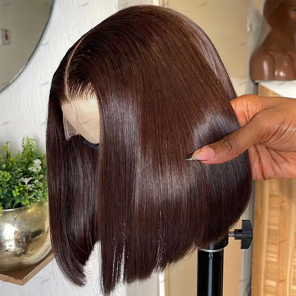 วิกผมบ๊อบตรงสีน้ำตาลช็อกโกแลต  - Glueless Wear And Go Human Hair Wig บทวิจารณ์และราคา