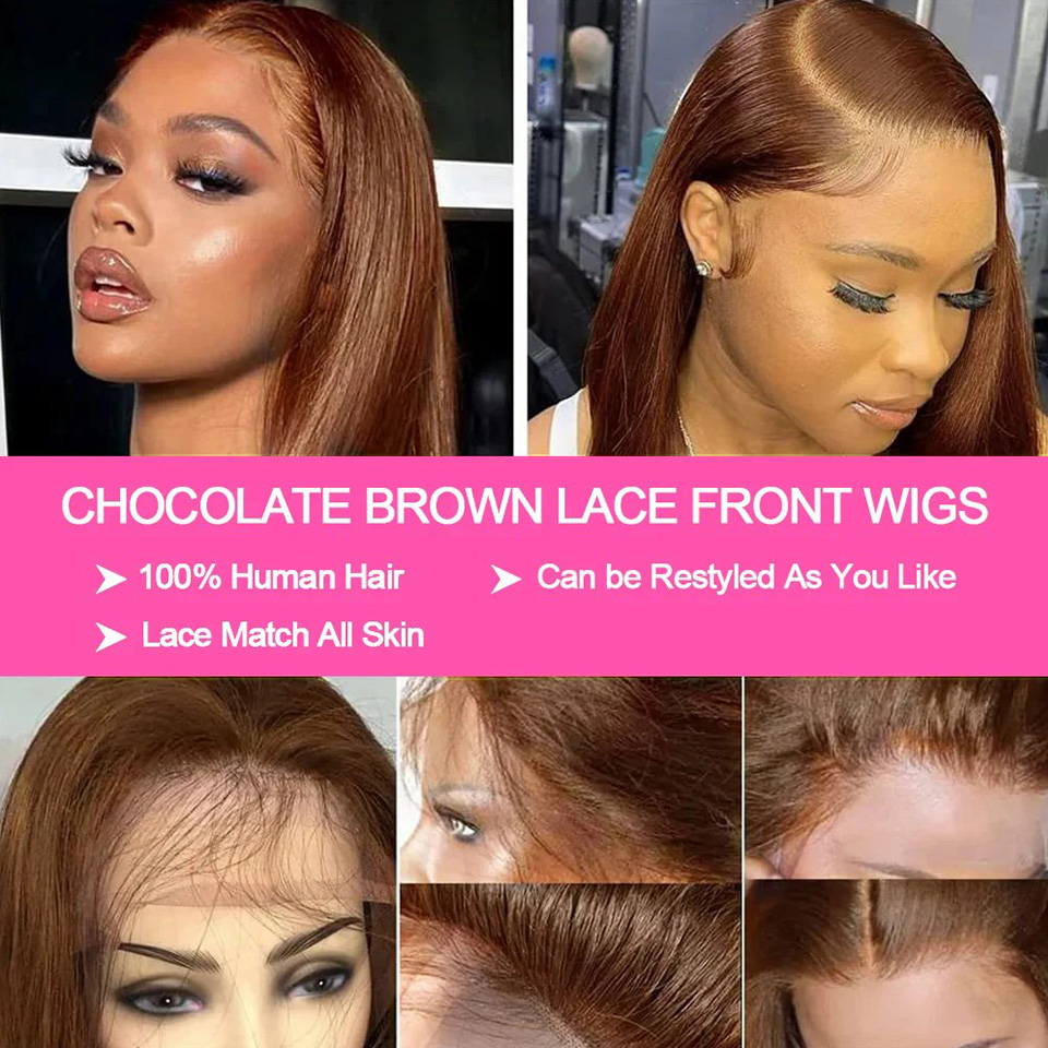 วิกผมบ๊อบตรงสีน้ำตาลช็อกโกแลต  - Glueless Wear And Go Human Hair Wig บทวิจารณ์และราคา