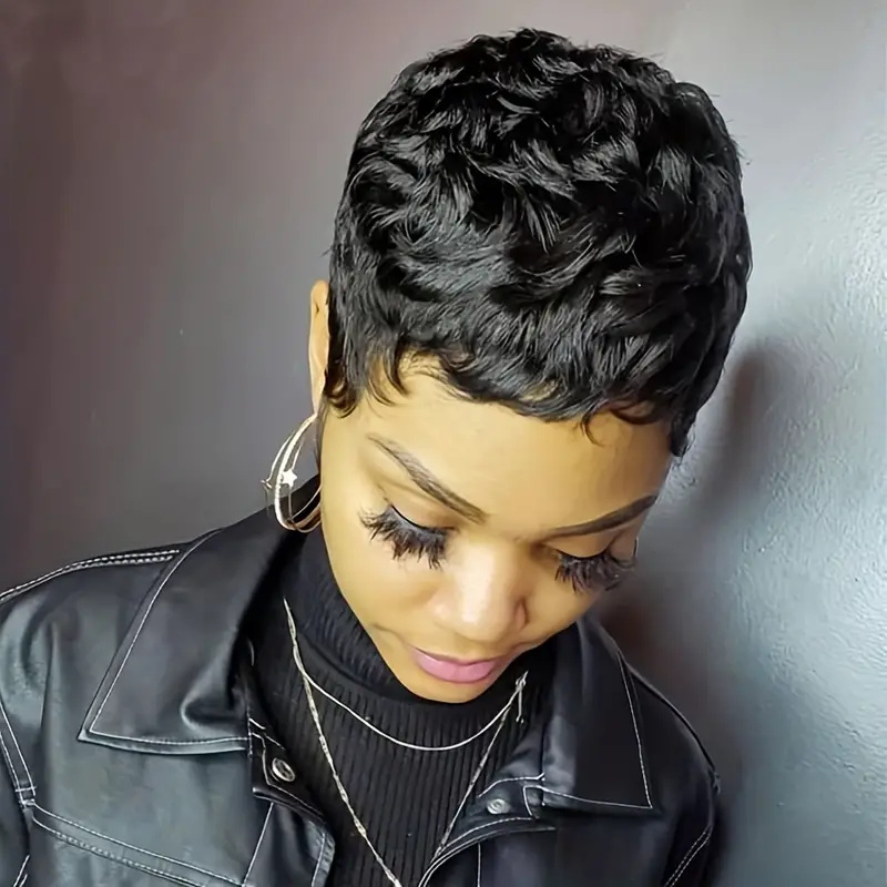 วิกผมบ๊อบสั้นทรงพิกซี่ วิกผมหย - Short Pixie Cut Wig Human Hair Cheap บทวิจารณ์และราคา