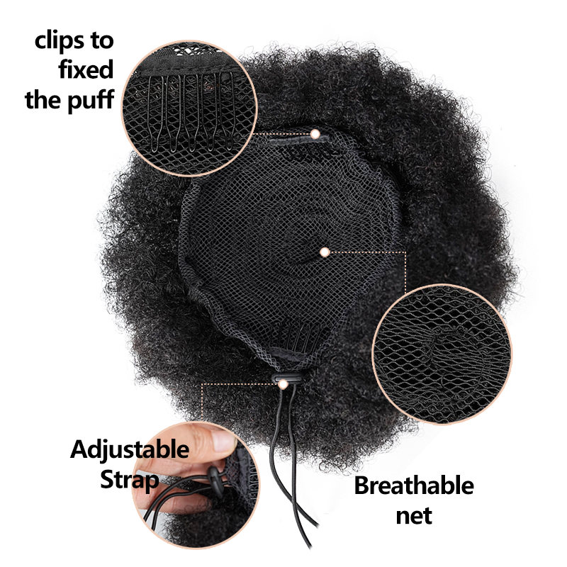 ผมปลอมแบบ Afro Puff ขนาด 8 นิ้ - Drawstring Afro Curly Puff Ponytail บทวิจารณ์และราคา