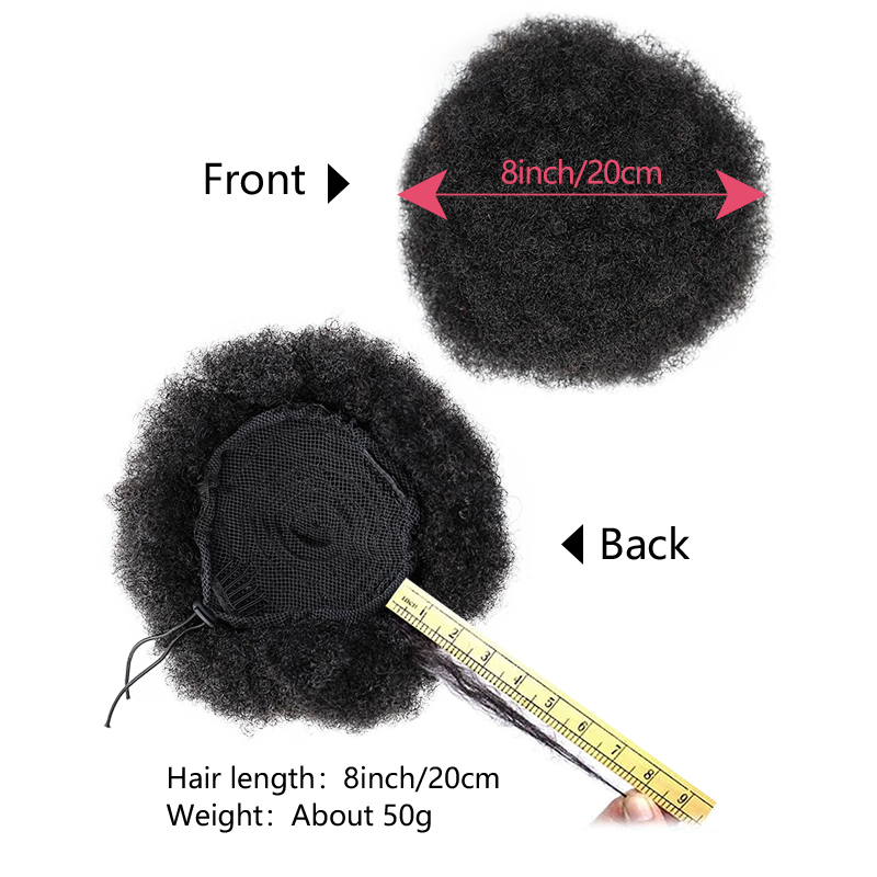 ผมปลอมแบบ Afro Puff ขนาด 8 นิ้ - Drawstring Afro Curly Puff Ponytail บทวิจารณ์และราคา