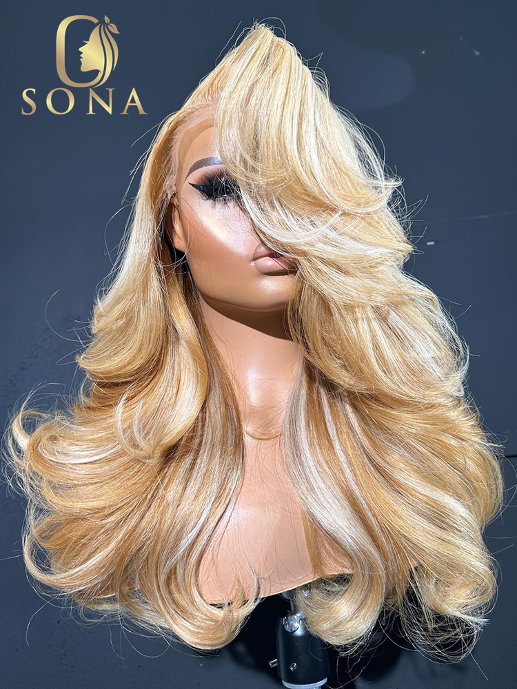 613 #   27 #   วิกผมหน้าผากลูก - 613 Blonde Body Wave Lace Front Wig บทวิจารณ์และราคา