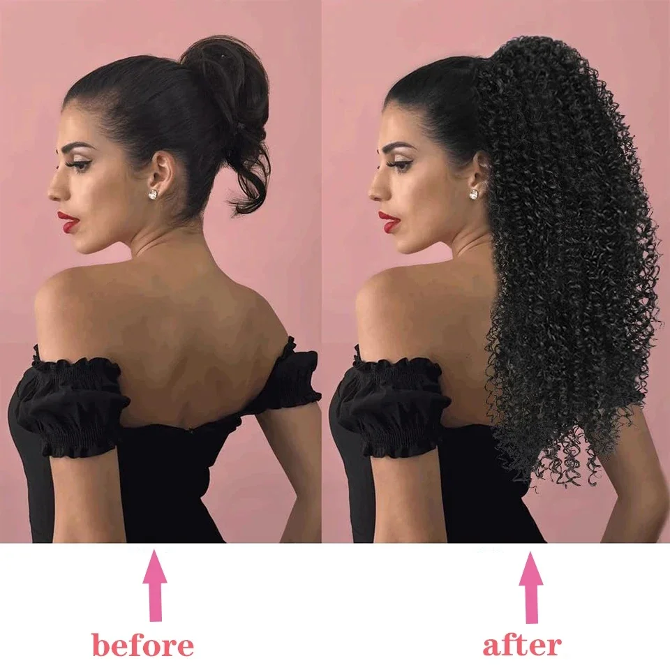 แฮร์พีซหางม้าหยิกสไตล์แอฟโฟร ห - Drawstring Afro Curly Puff Ponytail บทวิจารณ์และราคา