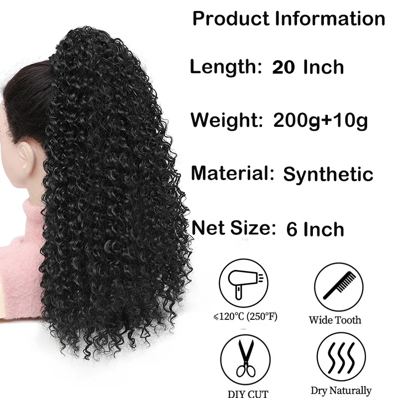 แฮร์พีซหางม้าหยิกสไตล์แอฟโฟร ห - Drawstring Afro Curly Puff Ponytail บทวิจารณ์และราคา