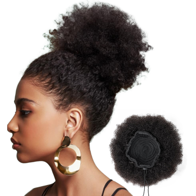 100% ผมมนุษย์ 8 นิ้วสั้น Afro  - Drawstring Afro Curly Puff Ponytail บทวิจารณ์และราคา