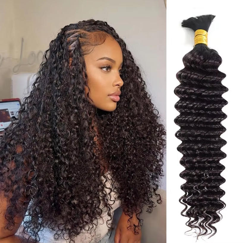 ผมแท้แบบเป็นมัด  ลอนลึก  น้ำหน - Water Wave Bulk Human Hair For Braiding บทวิจารณ์และราคา