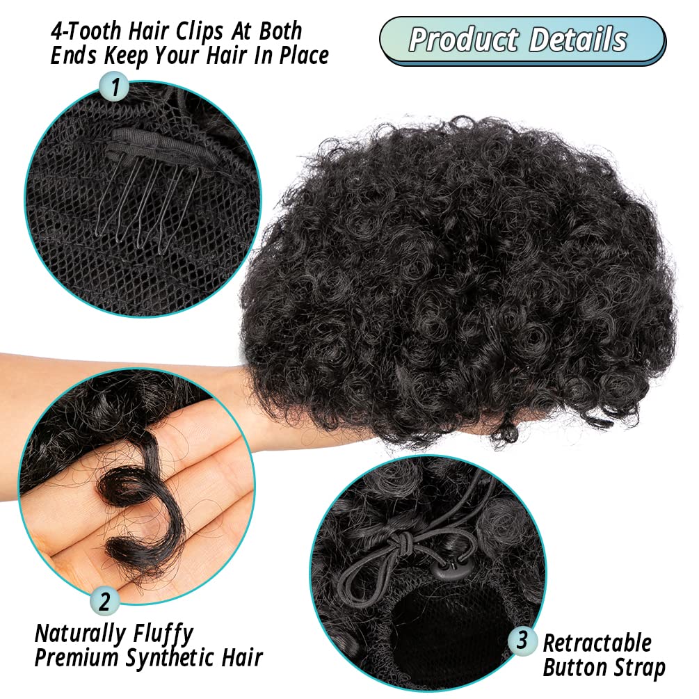 6 นิ้ว Afro พัฟ Drawstring หาง - Drawstring Afro Curly Puff Ponytail บทวิจารณ์และราคา
