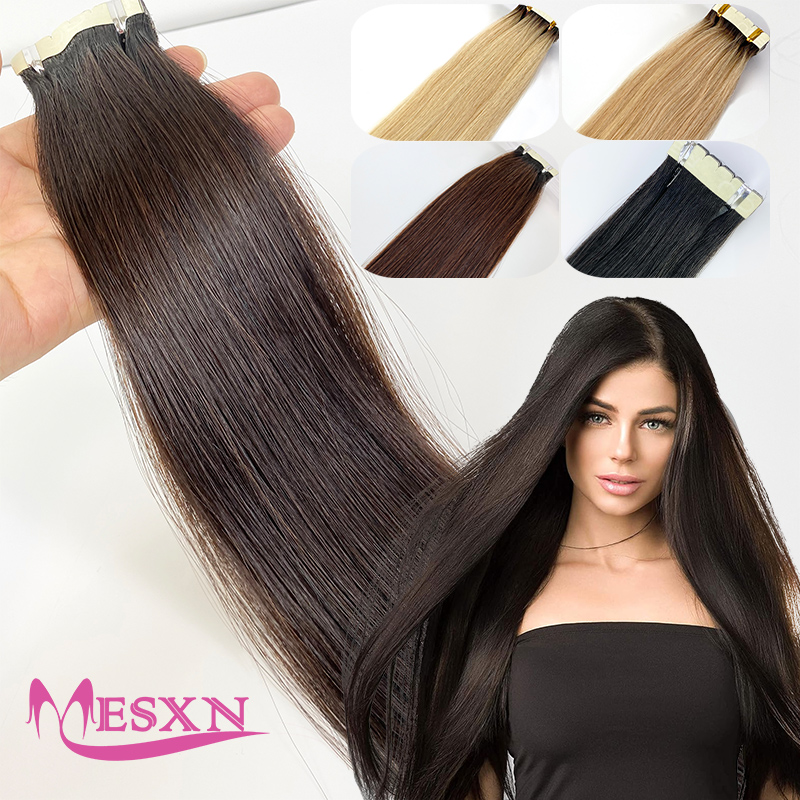 เทปมินิตรงผมต่อมนุษย์ต่อผมธรรม - Invisible Tape In Extensions Real Hair บทวิจารณ์และราคา