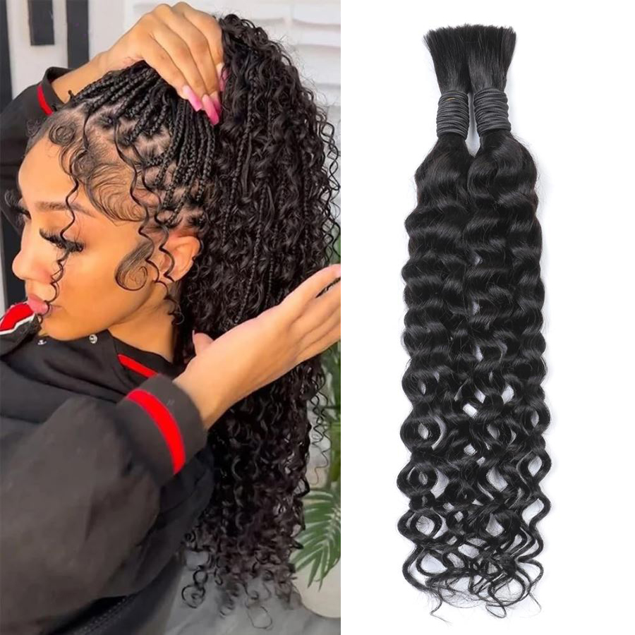 ผมแท้ลอนคลื่นสไตล์โบโฮ สำหรับถ - Water Wave Bulk Human Hair For Braiding บทวิจารณ์และราคา