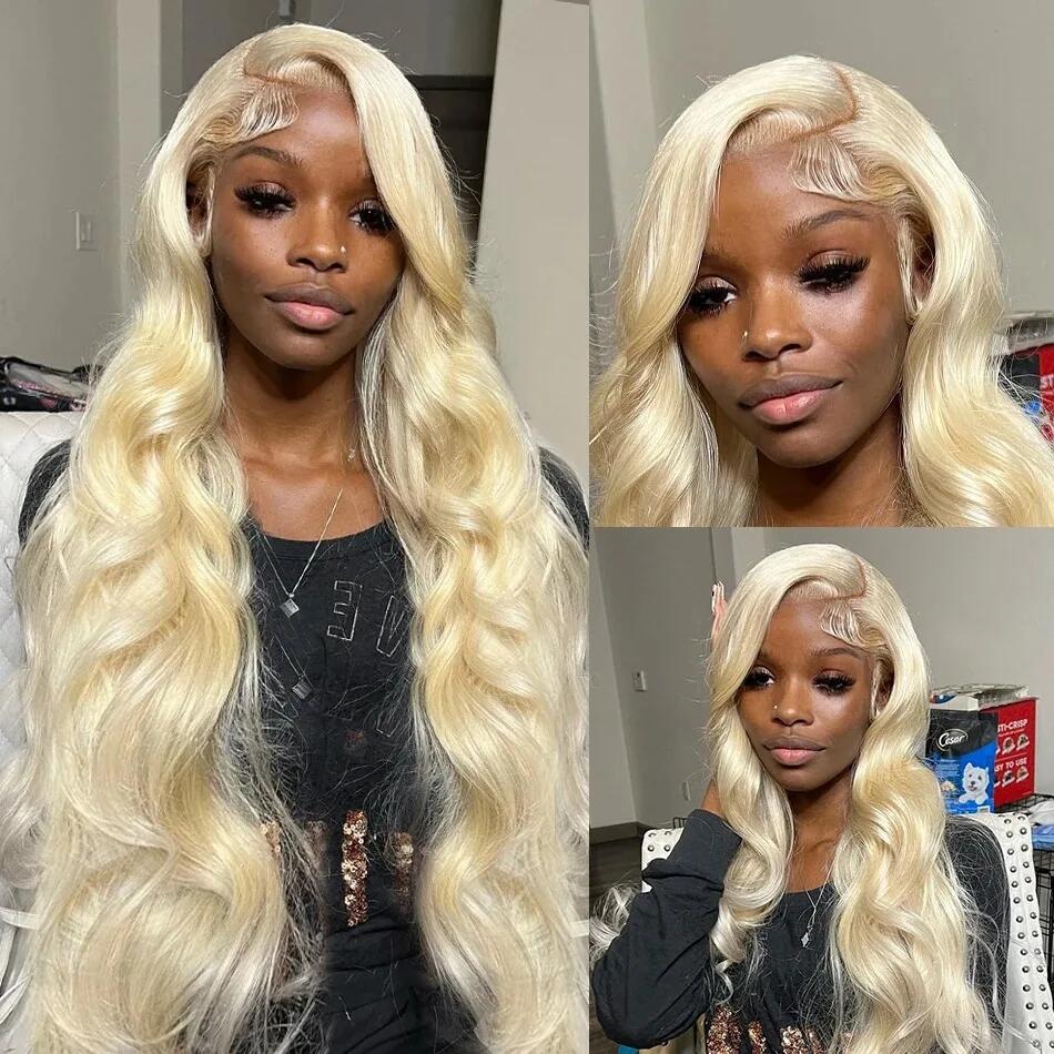 วิกผมลูกไม้โปร่งใส 13x6 HD สีบ - 613 Blonde Body Wave Lace Front Wig บทวิจารณ์และราคา