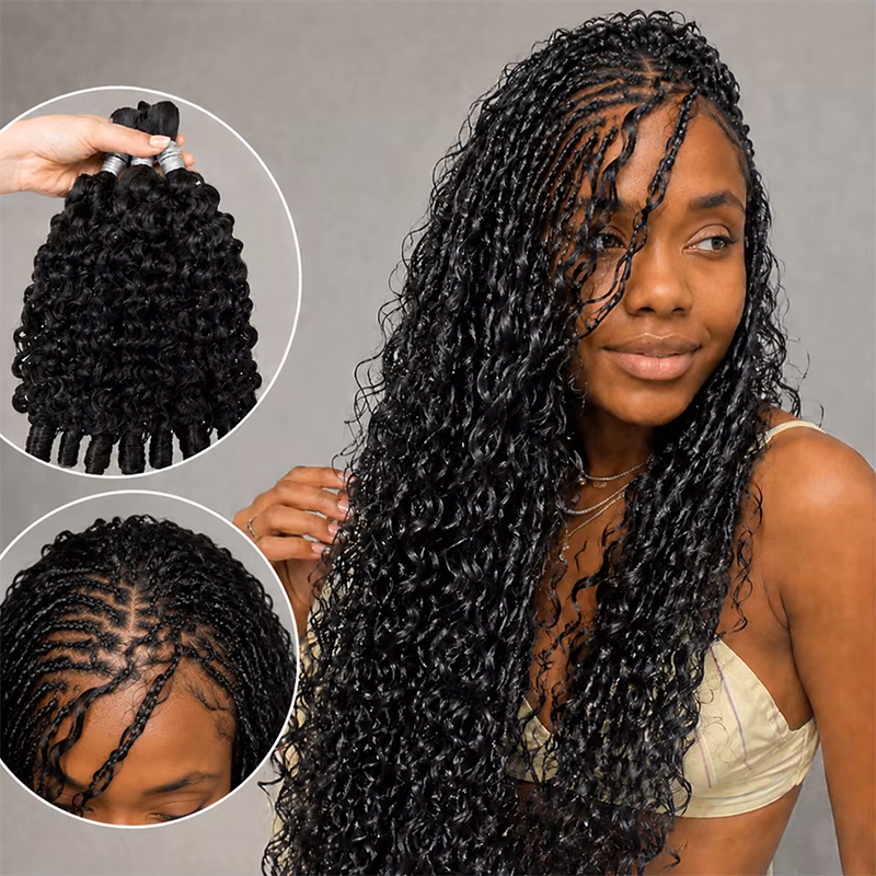 ผมถักเปียแบบธรรมชาติ 12A ขนาด  - Water Wave Bulk Human Hair For Braiding บทวิจารณ์และราคา