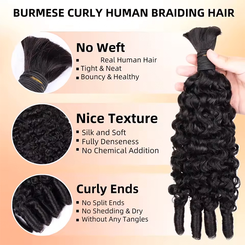 ผมถักเปียแบบธรรมชาติ 12A ขนาด  - Water Wave Bulk Human Hair For Braiding บทวิจารณ์และราคา