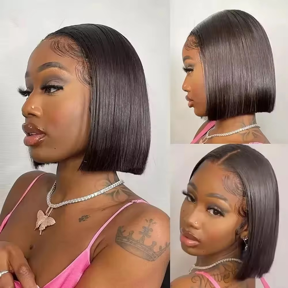 วิกผมแท้ทรงบ๊อบสั้น ความหนาแน่ - Pre Parted 13X4 Lace Front Bob Wig บทวิจารณ์และราคา