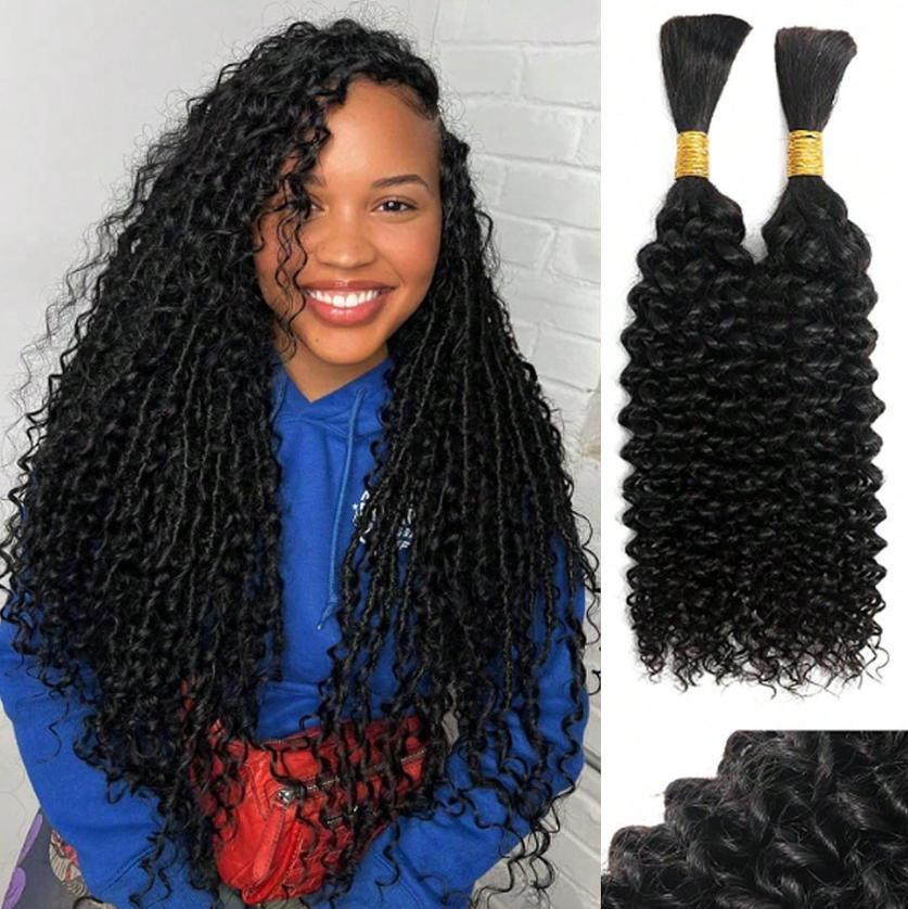 ผมถักเปียแบบไม่มีเส้นยึดสำหรับ - Water Wave Bulk Human Hair For Braiding บทวิจารณ์และราคา